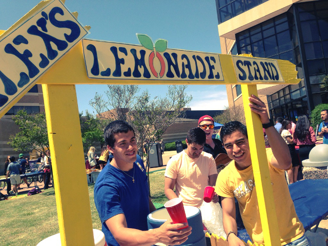 Group of students at a lemonade stand