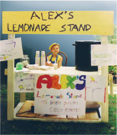 Alex Scott at her lemonade stand