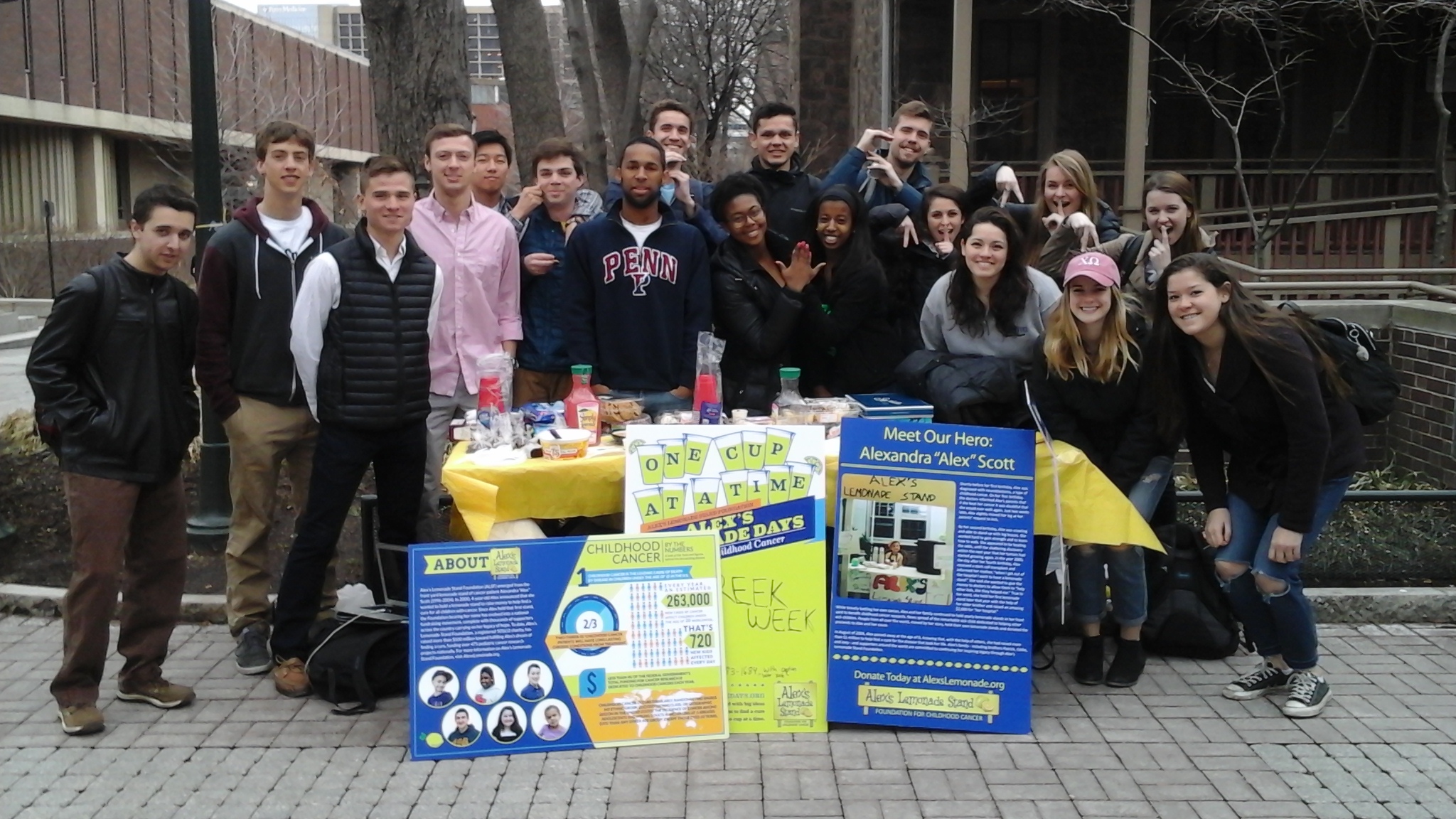 Greek life supporting childhood cancer research at a lemonade stand