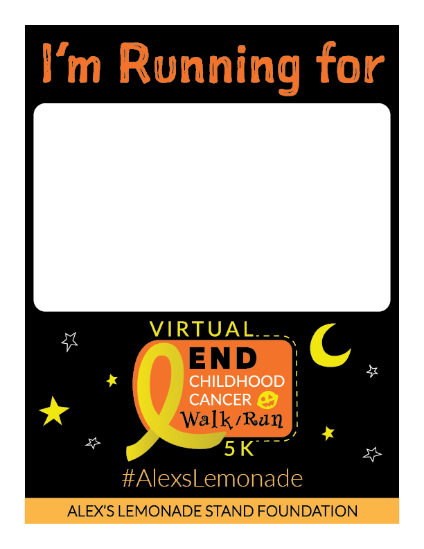 Virtual End Childhood Cancer 5K Cheer Sign 1