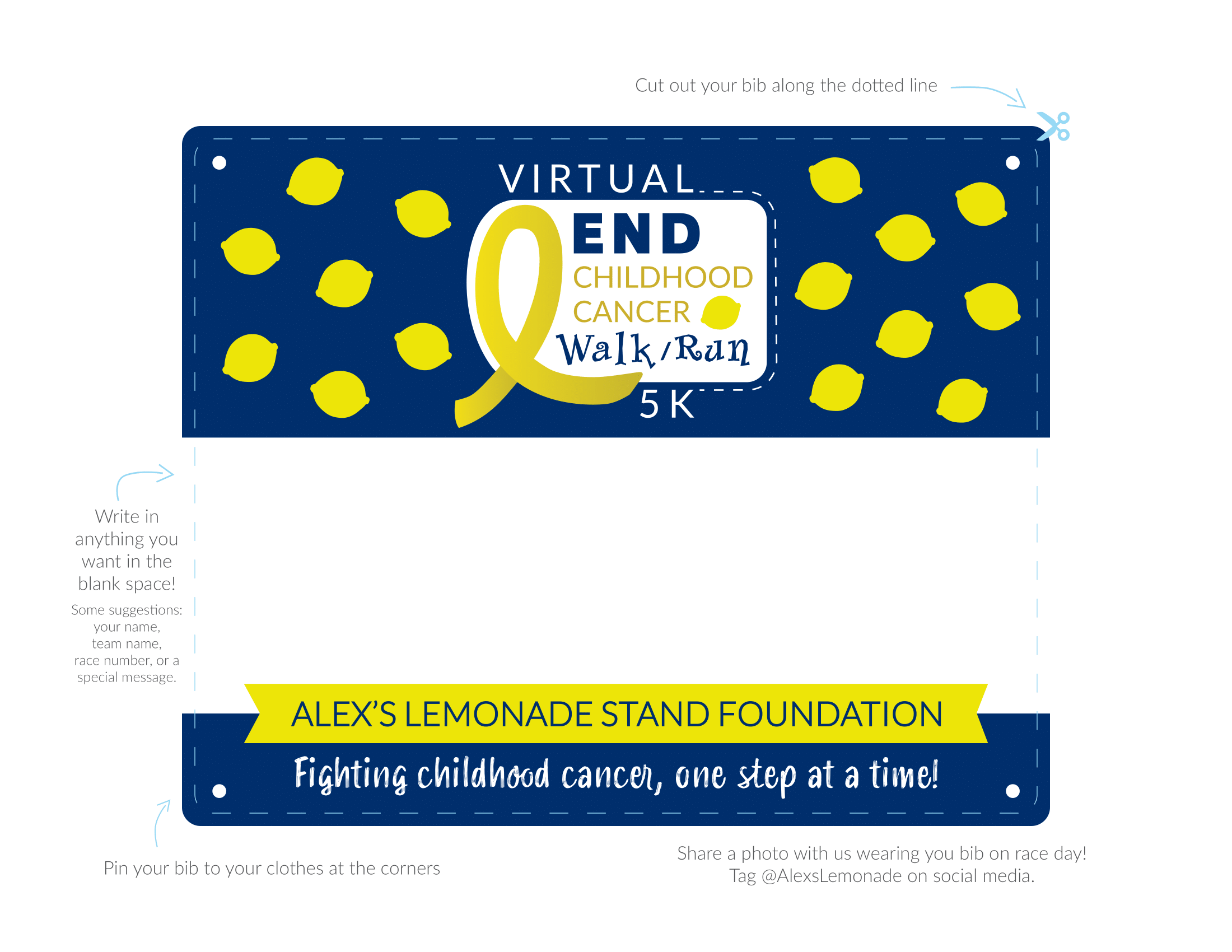 The Virtual End Childhood Cancer Walk/Run 5K Race Bib